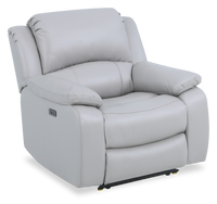Marcel 39” Genuine Leather Power Reclining Chair with USB Port – Calm Grey 