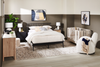 Milan Platform Bed with Headboard & Frame,  Mid-Century Modern, Black - Queen Size | Lit plateforme Milan de style moderne du milieu du 20e siècle avec tête de lit et cadre de lit, noir - format grand lit