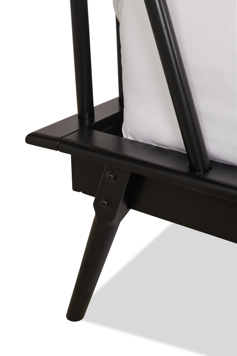 Milan Platform Bed with Headboard & Frame,  Mid-Century Modern, Black - Queen Size