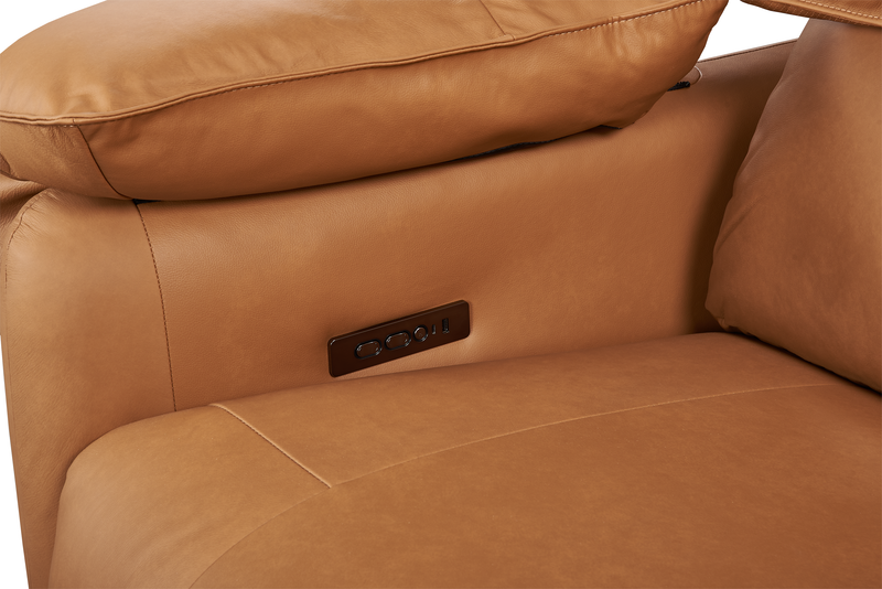 Momento 90\" Genuine Leather Power Reclining Sofa – Caramel