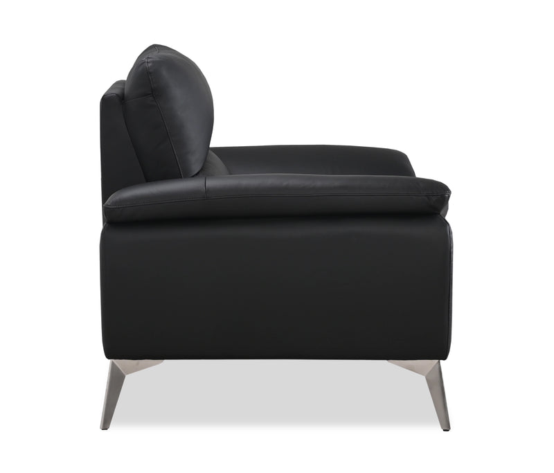 Mystic 41.7” Contemporary Genuine Leather Chair - Black