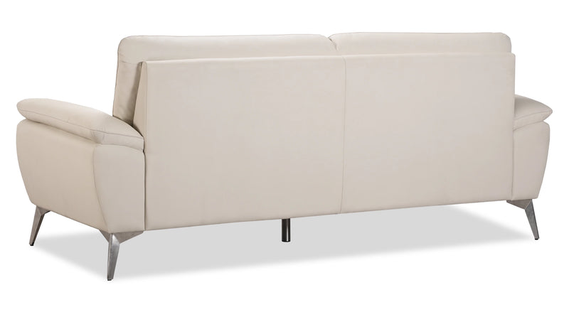 Mystic 85.4” Contemporary Genuine Leather Sofa - Frost