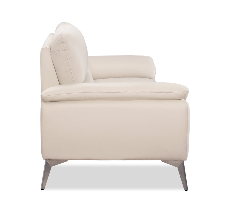 Mystic 85.4” Contemporary Genuine Leather Sofa - Frost