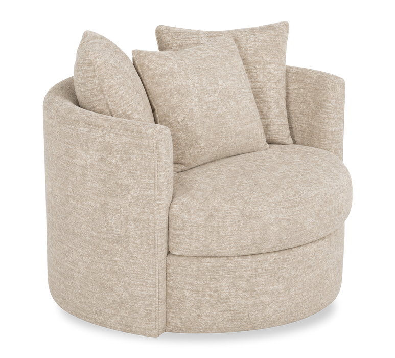 Made in Canada Sofa Lab Customizable Nest 42\" Fabric Swivel Accent Chair – Plush Parchment  