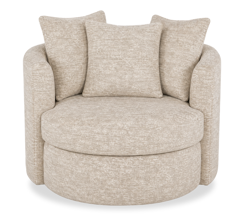 Made in Canada Sofa Lab Customizable Nest 42\" Fabric Swivel Accent Chair – Plush Parchment  