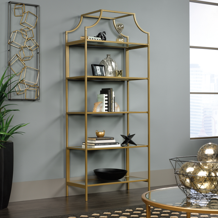Nightingale 30” 5-Shelf Metal Bookcase – Gold Satin