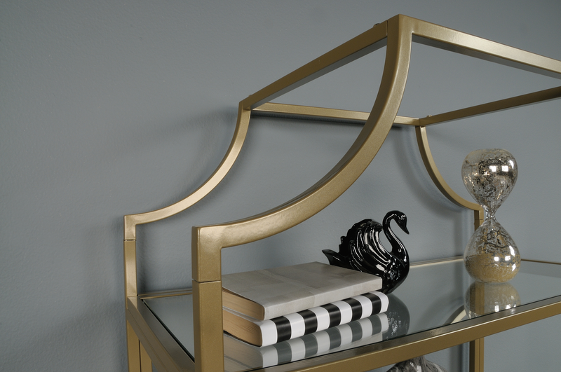 Nightingale 30” 5-Shelf Metal Bookcase – Gold Satin