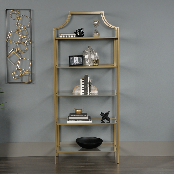 Nightingale 30” 5-Shelf Metal Bookcase – Gold Satin
