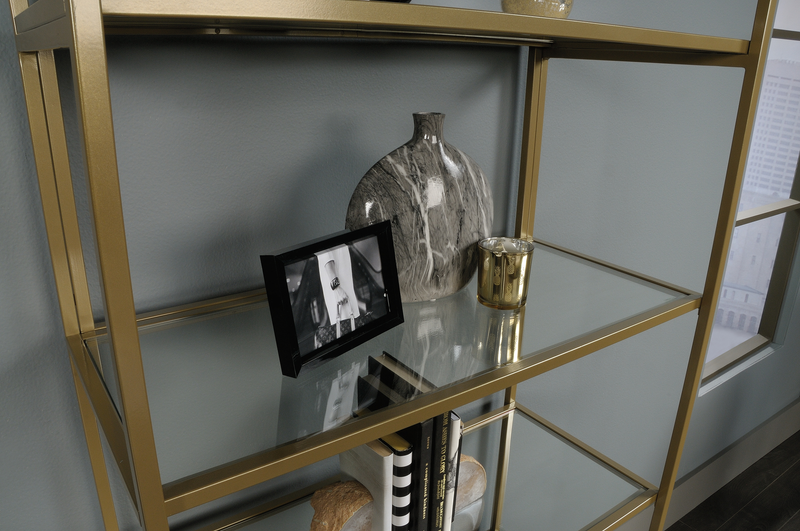 Nightingale 30” 5-Shelf Metal Bookcase – Gold Satin