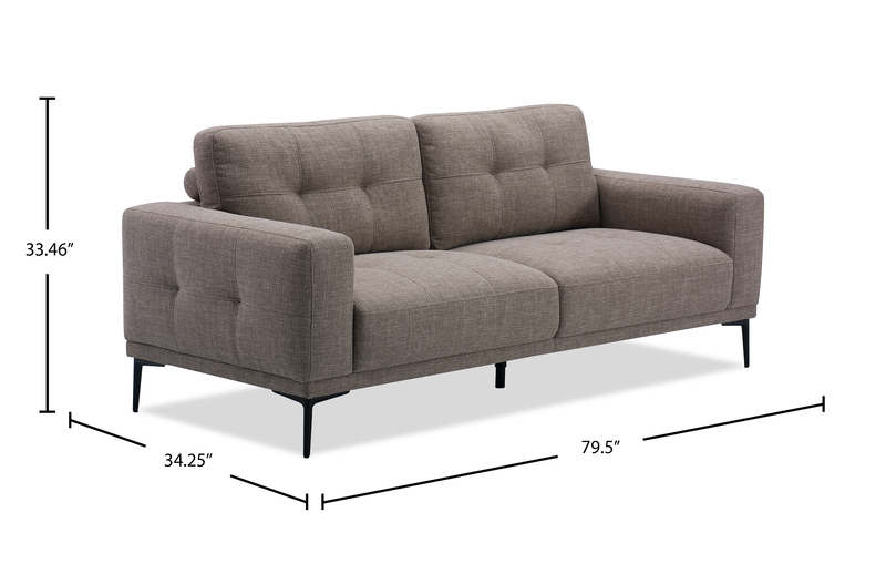 Nola 79.5” Fabric Sofa with Removable Back Cushions – Mocha 