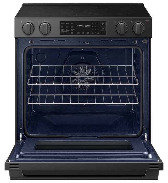 Samsung 6.3 Cu. Ft. Electric Slide In Range with Air Fry Max -  Matte Black Stainless Steel - NSE80H63SEAC