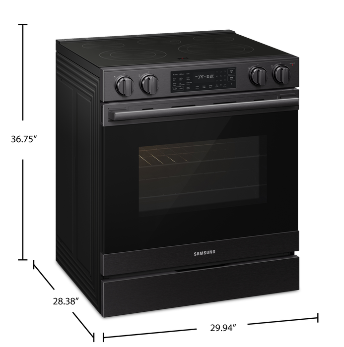 Samsung 6.3 Cu. Ft. Electric Slide In Range with Air Fry Max -  Matte Black Stainless Steel - NSE80H63SEAC