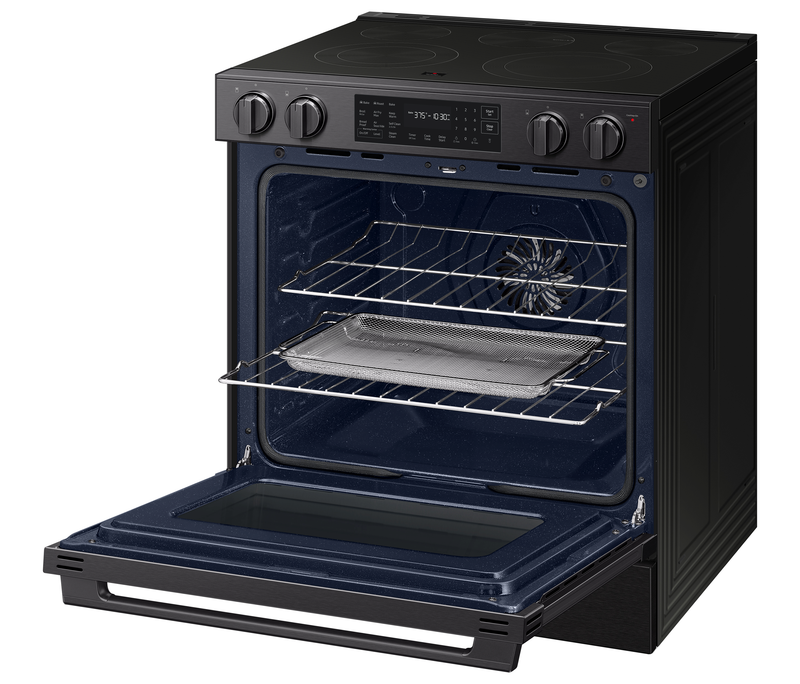 Samsung 6.3 Cu. Ft. Electric Slide In Range with Air Fry Max -  Matte Black Stainless Steel - NSE80H63SEAC