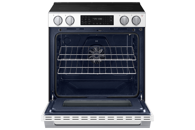 Samsung 6.3 Cu. Ft. Electric Slide In Range with Air Fry Max – White Glass - NSE80H63SWAC