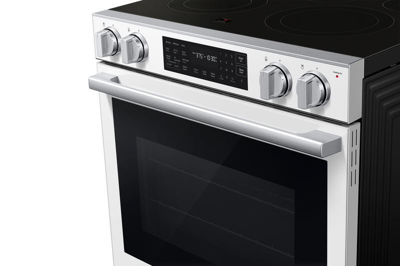 Samsung 6.3 Cu. Ft. Electric Slide In Range with Air Fry Max – White Glass - NSE80H63SWAC