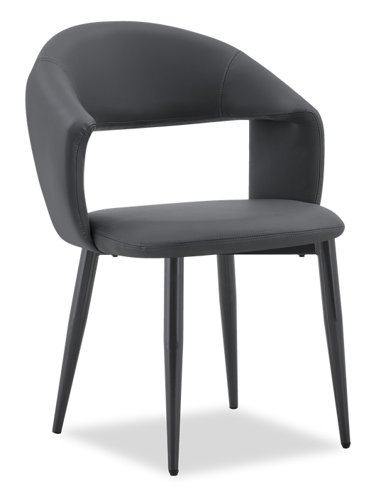 Orion Dining Chair with Vegan-Leather Fabric, Metal – Charcoal