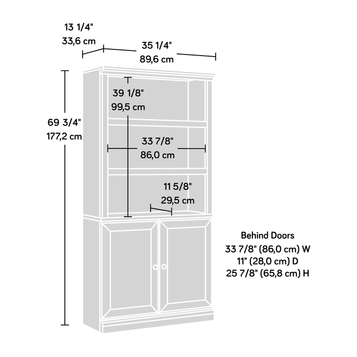 Oryn 35.28” 5-Shelf Bookcase with Storage – White Plank