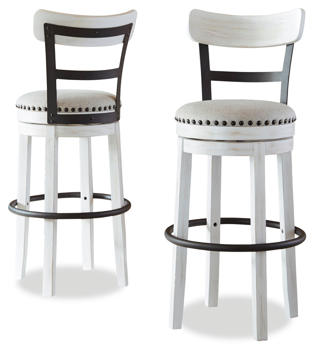 Otis Bar Height Stool with Swivel Seat & Vegan Leather Fabric, 30.5\"H, Metal – White
