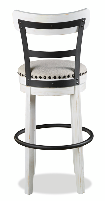 Otis Bar Height Stool with Swivel Seat & Vegan Leather Fabric, 30.5\"H, Metal – White