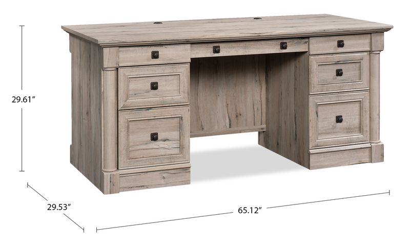 Palladia 65.12\" Executive Desk with 7 Drawers – Split Oak