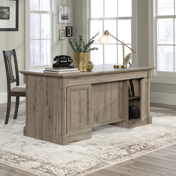 Palladia 65.12\" Executive Desk with 7 Drawers – Split Oak