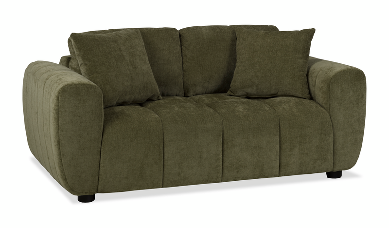 Made in Canada Pebble 70\" Fabric Loveseat with Matching Accent Pillows - Green