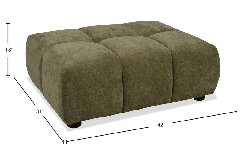 Made in Canada Pebble 42\" Fabric Ottoman - Green