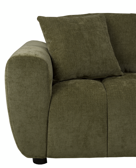 Made in Canada Pebble 96\" Fabric Sofa with Matching Accent Pillows - Green
