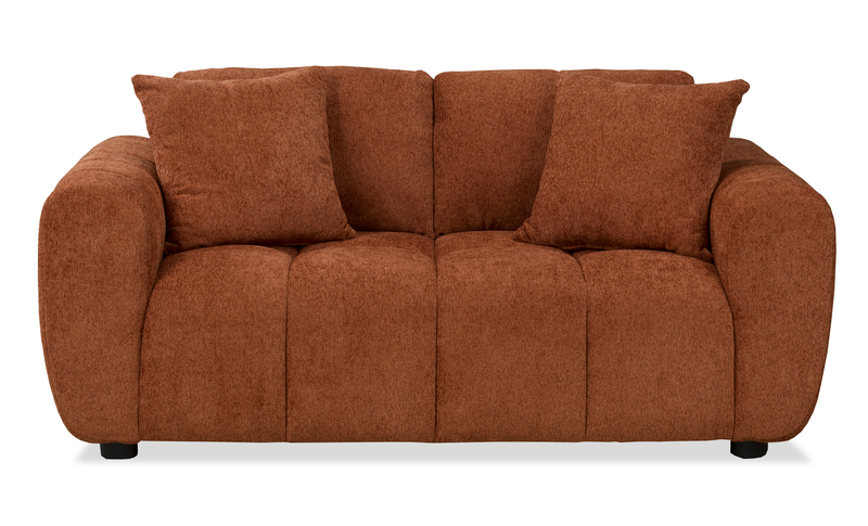 Made in Canada Pebble 70\" Fabric Loveseat with Matching Accent Pillows - Orange