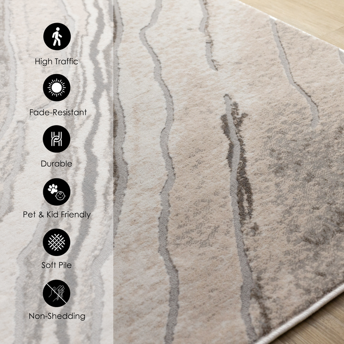 Plasma White Marble Area Rug – 7’10” x 10’6”