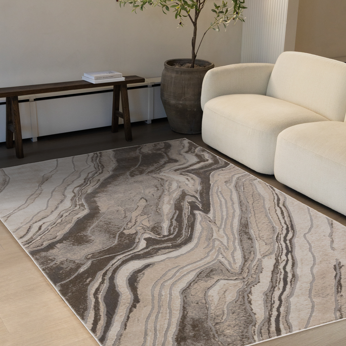 Plasma White Marble Area Rug – 5’3” x 7’7”