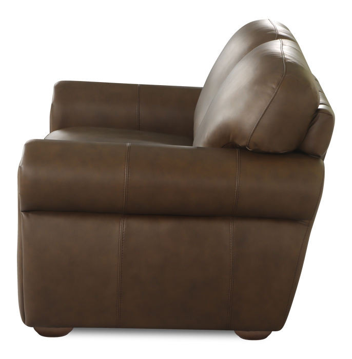 Porto 66\" Traditional Genuine Leather Loveseat - Chocolate