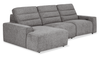 Shaquille O’Neal Home Prestige 3-Piece Left-Facing Sectional with Power Reclining – Grey 