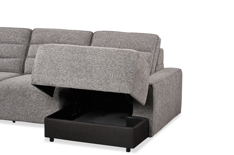 Shaquille O’Neal Home Prestige 4-Piece Sectional with Power Sliding and Storage Chaise – Grey