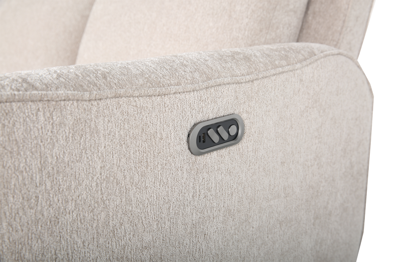 Primrose 81” Chenille Fabric Power Reclining Sofa with Power Headrest – Linen
