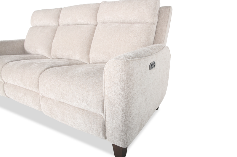 Primrose 81” Chenille Fabric Power Reclining Sofa with Power Headrest – Linen