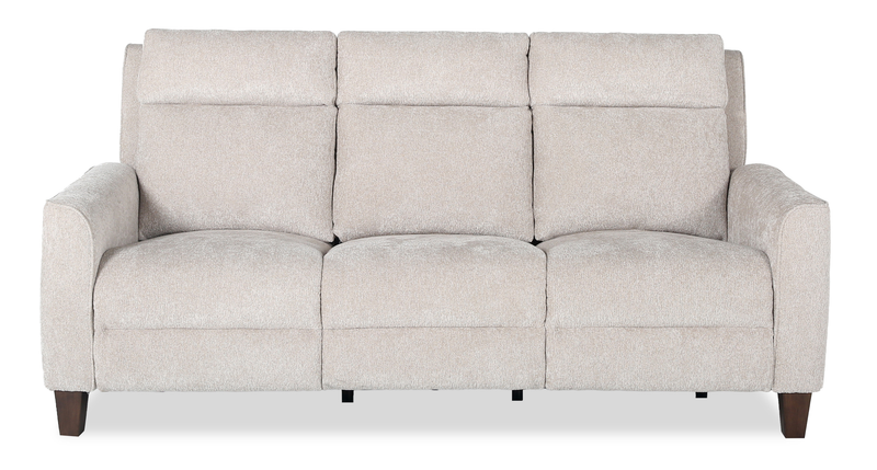 Primrose 81” Chenille Fabric Power Reclining Sofa with Power Headrest – Linen