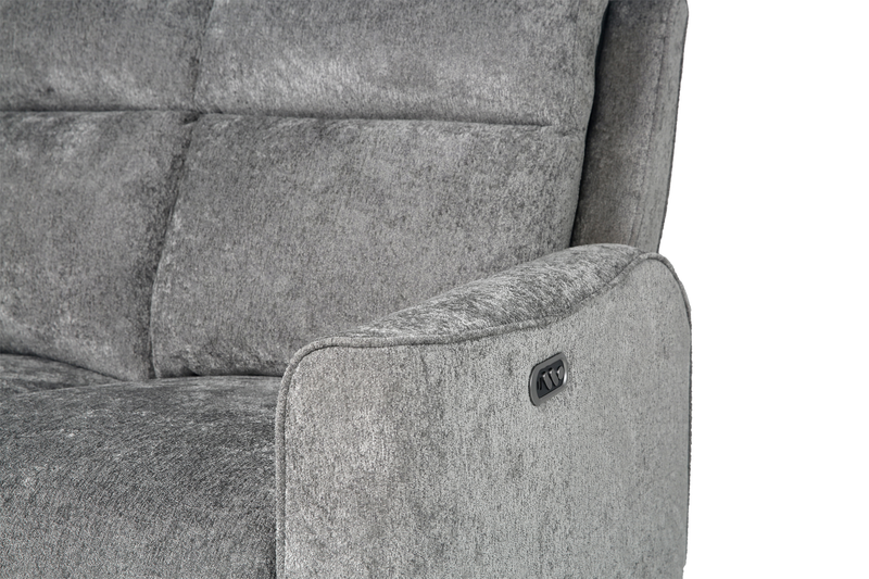 Primrose 71” Chenille Fabric Power Reclining Loveseat with Power Headrest – Slate