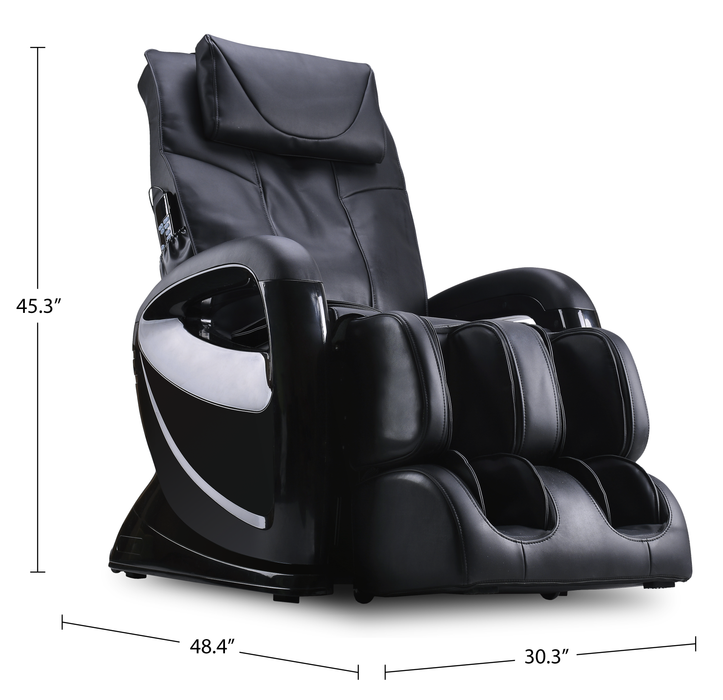 Remedy 30.3\" Faux Leather Reclining Massage Chair - Black