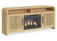 Ridgemont 70” Electric Fireplace TV Stand with Cable Management for TVs up to 80” – Natural Pine 