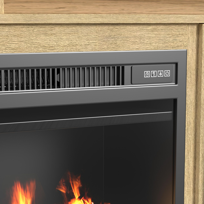Ridgemont 70” Electric Fireplace TV Stand with Cable Management for TVs up to 80” – Natural Pine