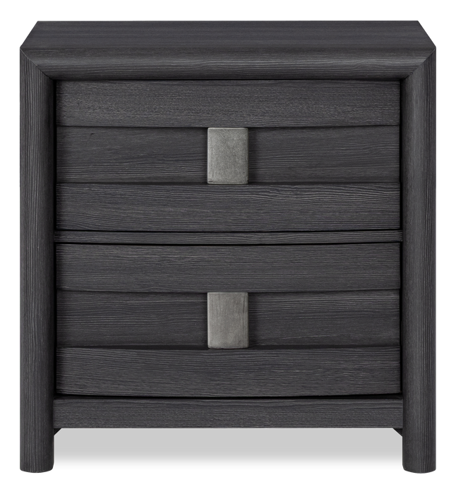Rocco Bedside 2-Drawer Nightstand with Built-In Charging Port, 25\"W x 26\"H - Dark Grey