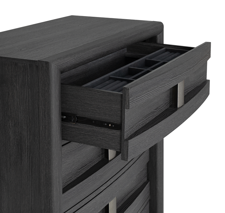 Rocco Bedroom Chest of Drawers, 5-Drawer, 36\"W x 52\"H - Dark Grey