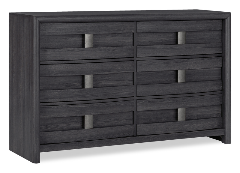 Rocco Bedroom 6-Drawer Dresser, 62\"W x 37\"H - Dark Grey