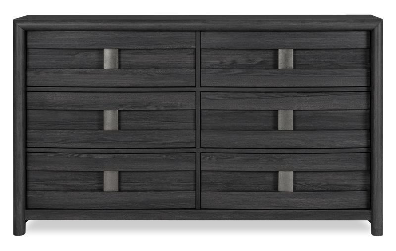 Rocco Bedroom 6-Drawer Dresser, 62\"W x 37\"H - Dark Grey
