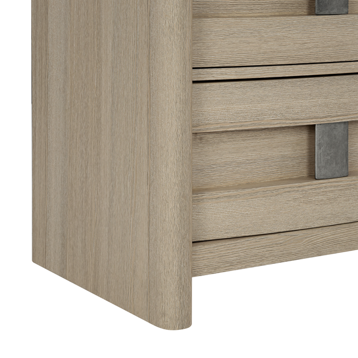 Rocco Bedside 2-Drawer Nightstand with Built-In Charging Port, 25\"W x 26\"H - Light Brown