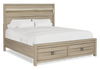 Rocco Storage Bed with 2 Built-In Footboard Drawers & LED Lit Headboard, Light Brown - King Size