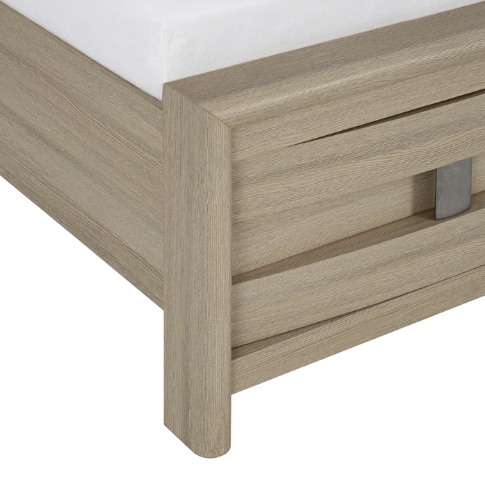 Rocco Storage Bed with 2 Built-In Footboard Drawers & LED Lit Headboard, Light Brown - King Size