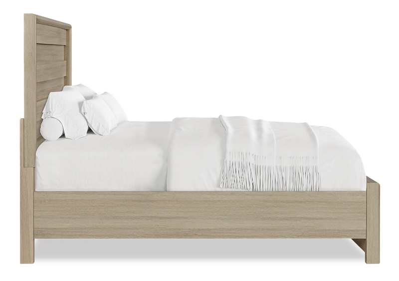 Rocco Storage Bed with 2 Built-In Footboard Drawers & LED Lit Headboard, Light Brown - King Size