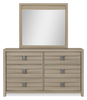 Rocco 5pc Bedroom Set with LED Lit Storage Bed, Dresser & Mirror, Light Brown - King Size | Ensemble de chambre à coucher Rocco 5 pièces avec lit de rangement illuminé à DEL, commode et miroir, brun clair - format très grand lit